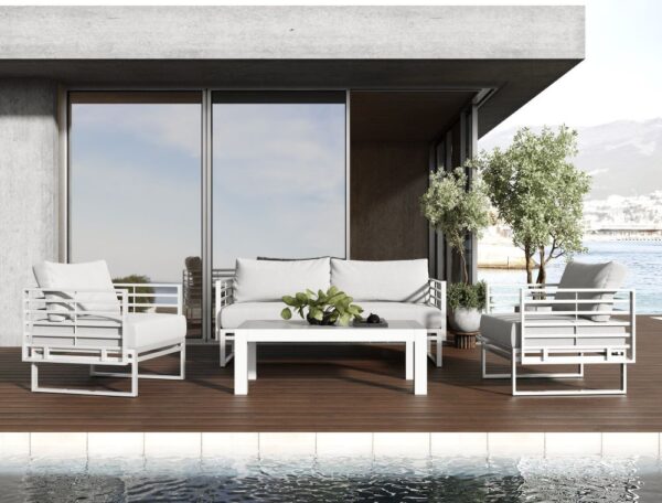 Outdoor Light Grey and White Sofa Set