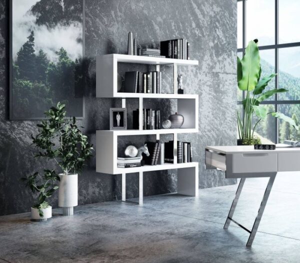 Maze Modern White High Gloss Bookcase