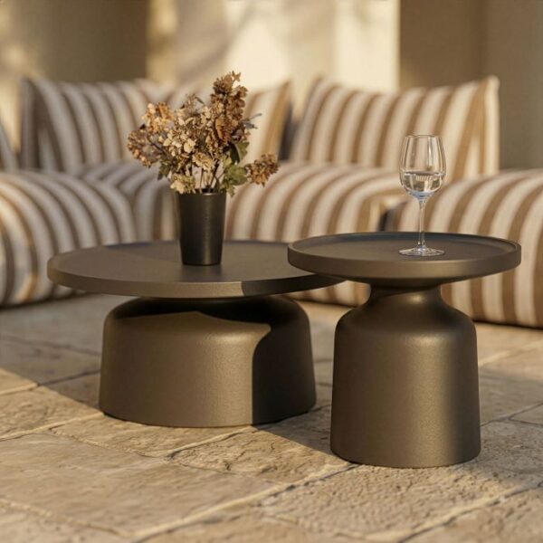 Outdoor Taupe End Table