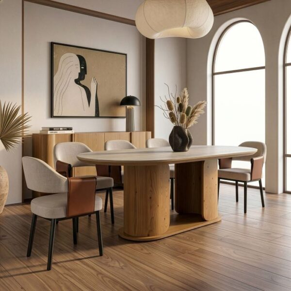 White Oak Oval Dining Table