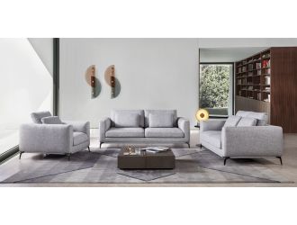 Beaman - Modern Grey Fabric Sofa Set