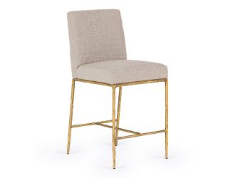Beasley - Modern Linen + Brass Counter Chair