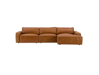 Cambria - Modern RAF Cognac Leather Sectional Sofa