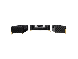 Clarice - Transitional Black Velvet Sofa Set