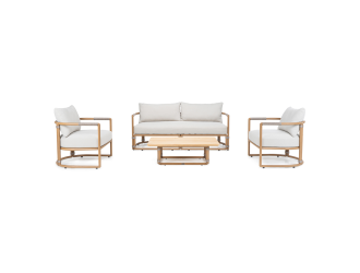 Malta - Outdoor Light Grey + Teak Sofa Set