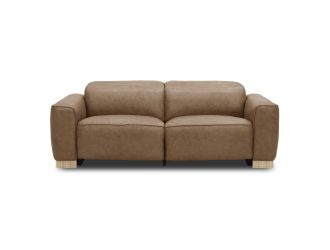 Nouveau Aris - Modern Brown Leather Sofa w/ 2 Power Recliners & Headrests
