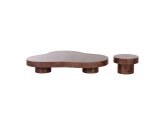 Nouveau Larch - Modern Dark Burl Nesting Table Set