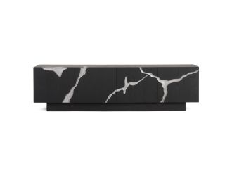 Aspen - Modern Matte Brown Ash & Silver TV Stand