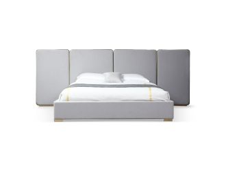 Athena - Modern Light Grey Linen + Gold Bed