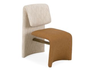 Balzan - Modern Beige Fabric + Brown Vegan Leather Dining Chair (Set of 2)