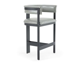 Boswell - Modern Grey Faux Leather + Black Counter Chair