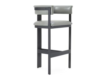Boswell - Modern Grey Faux Leather + Black Barstool