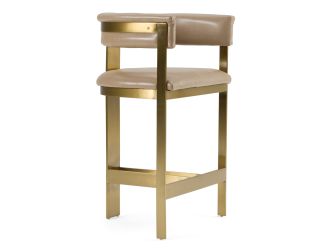 Boswell - Modern Brown Faux Leather + Gold Counter Chair