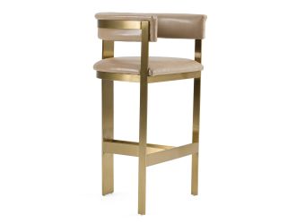 Boswell - Modern Brown Faux Leather + Gold Barstool