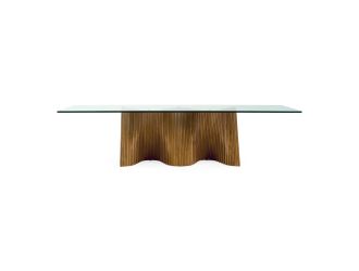 Byer - Modern Glass + Walnut Dining Table