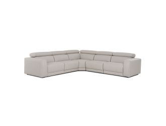 Dalton - Modern Italian Light Grey Leather Sectional + 2 Recliners