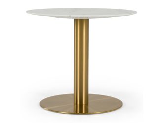 Fairway - Glam White Marble and Brushed Gold Tall End Table