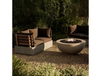 Garza Outdoor Concrete & Teak 2-Piece Corner Set