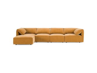 Gene - Modern Ochre Fabric Modular Sectional Sofa