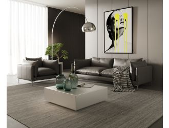 Harvest - Modern Grey Full Leather Sofa Set