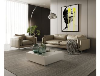 Harvest - Modern Taupe Full Leather Sofa Set