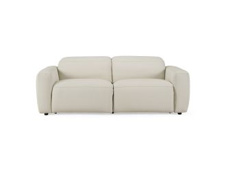 Jessop - Modern Off-White Leather Sofa 2 Recliners