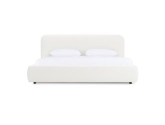 Liam - Modern Ivory Fabric Upholstered Bed