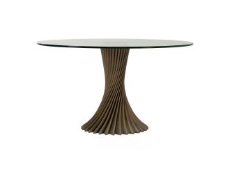 Ocasio - Modern Glass + Grey Ash Round Dining Table