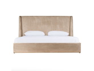 Roma - Modern Taupe Microfiber Upholstered Bed