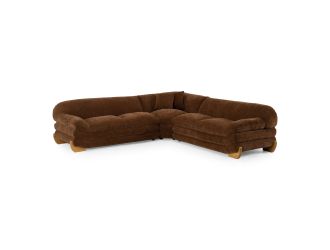 Crockett - Modern Brown Fabric Sectional Sofa
