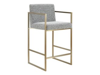 Suzanne - Modern Grey Fabric + Antique Brass Counter Chair