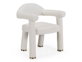 Walbrook - Modern Off-White Fabric + Gold Dining Chair