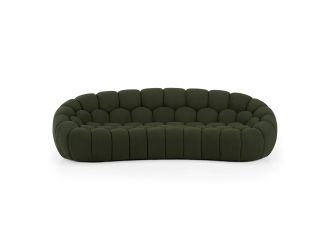 Yolonda - Modern Curved Green Fabric Sofa