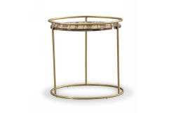 Modrest Gilcrest - Glam Brown and Gold Marble End Table