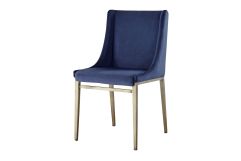 Modrest Mimi - Contemporary Blue Velvet & Antique Brass Dining Chair (Set of 2)