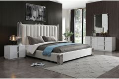 Modrest Token - Modern White + Stainless Steel Bed