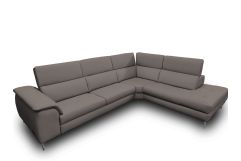 Lamod Italia Viola - Italian Contemporary Grey Leather Right Facing Sectional Sofa