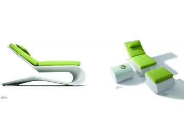 H03 Modern Outdoor Sun Bathing Chaise With Foot Rest and Side Table