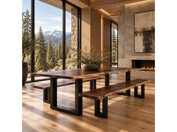 Taylor Modern Live Edge Wood Small 79" Dining Set
