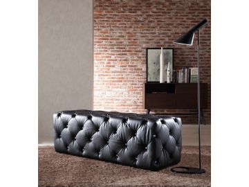 Maria Modern Black Eco-Leather Bench w/ Crystals
