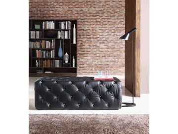 Maria Modern Black Eco-Leather Bench w/ Crystals
