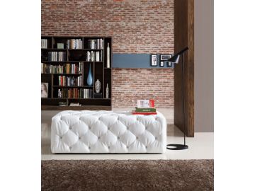 Maria Modern White Eco-Leather Bench w/ Crystals