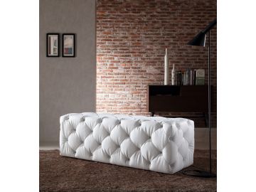 Maria Modern White Eco-Leather Bench w/ Crystals