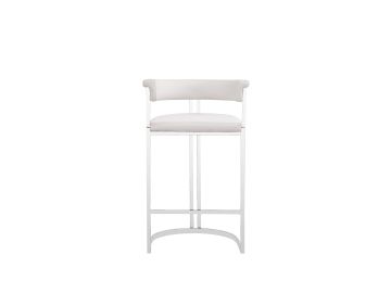 Munith - Modern White Vegan Leather + Stainless Steel Counter Chair