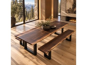 Taylor Modern Live Edge Wood Small 79" Dining Set