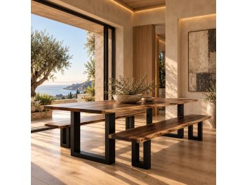 Taylor Modern Live Edge Wood Large 87" Dining Set