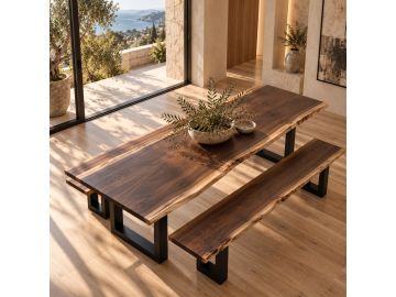 Taylor Modern Live Edge Wood Large 87" Dining Set