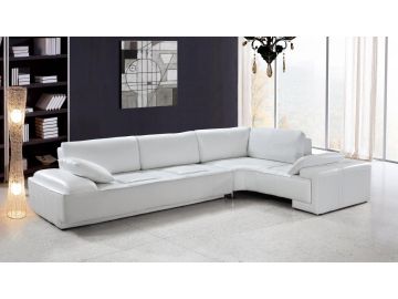 Blanco White Leather Modern Sectional
