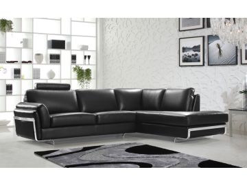0815 Modern Black Leather Sectional Sofa