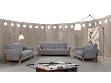 Soria Mid-Century Grey Fabric Sofa Set